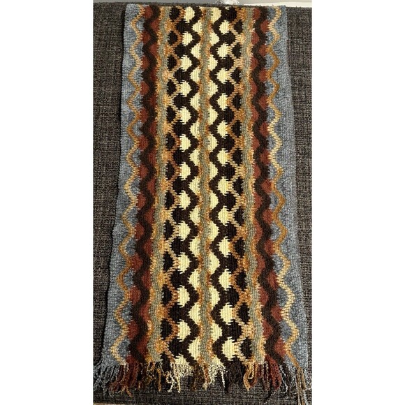 MISSONI (not For Target) Brown Chevron Wool Blend 60" Fringe Scarf Made In Italy - Picture 2 of 5